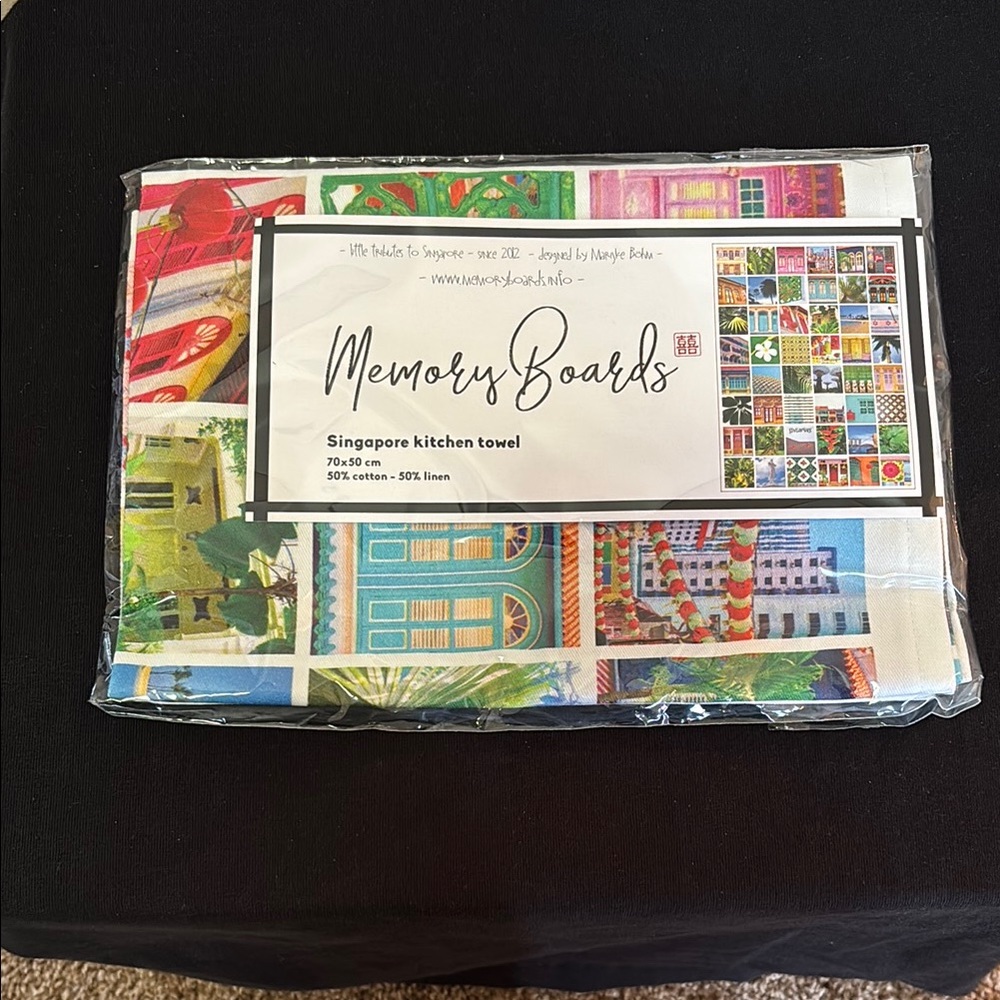 Memory Boards Linen/Cotton Singapore Scenes Kitchen Towel